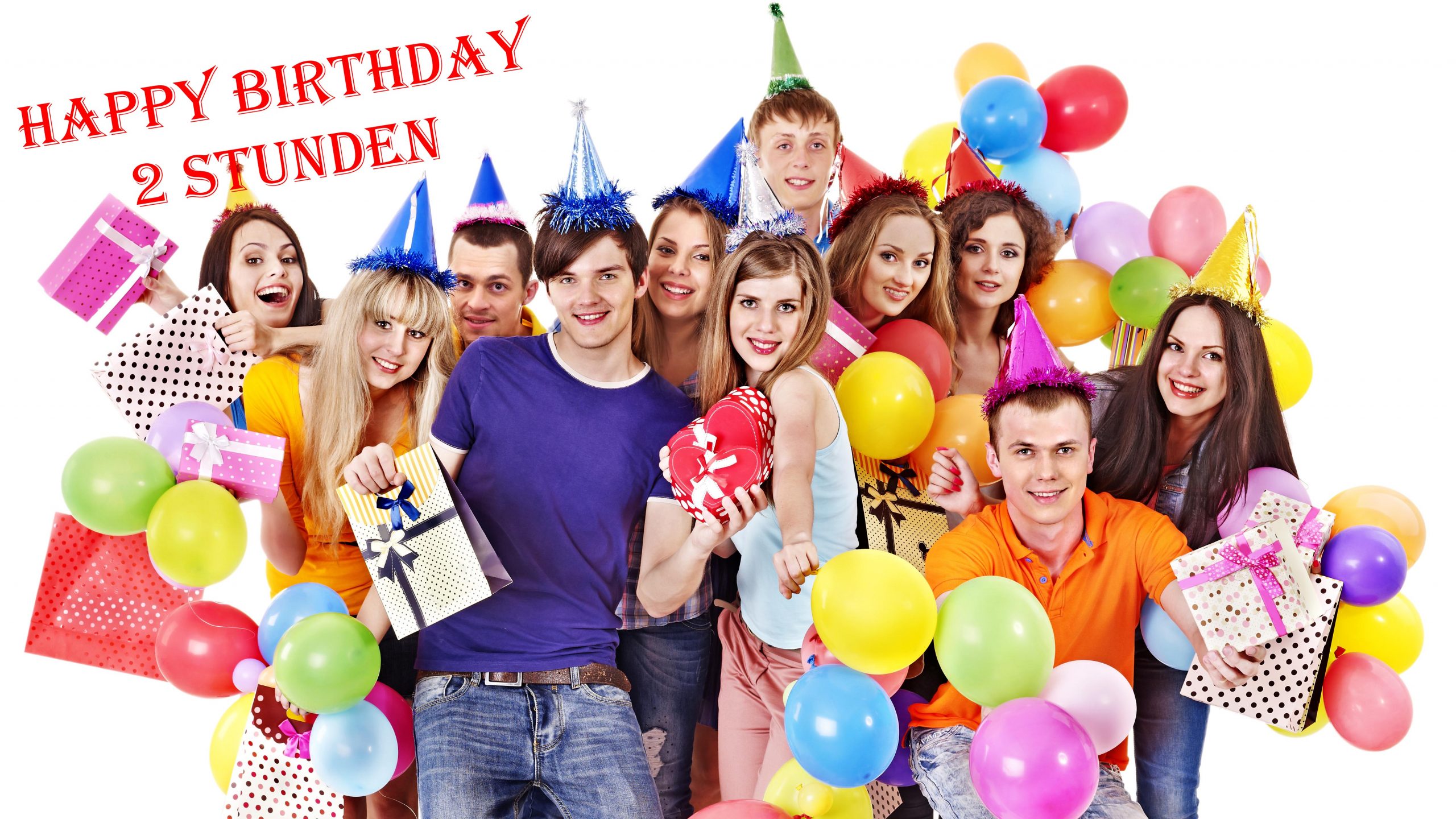 Group people with balloon on party. Isolated.